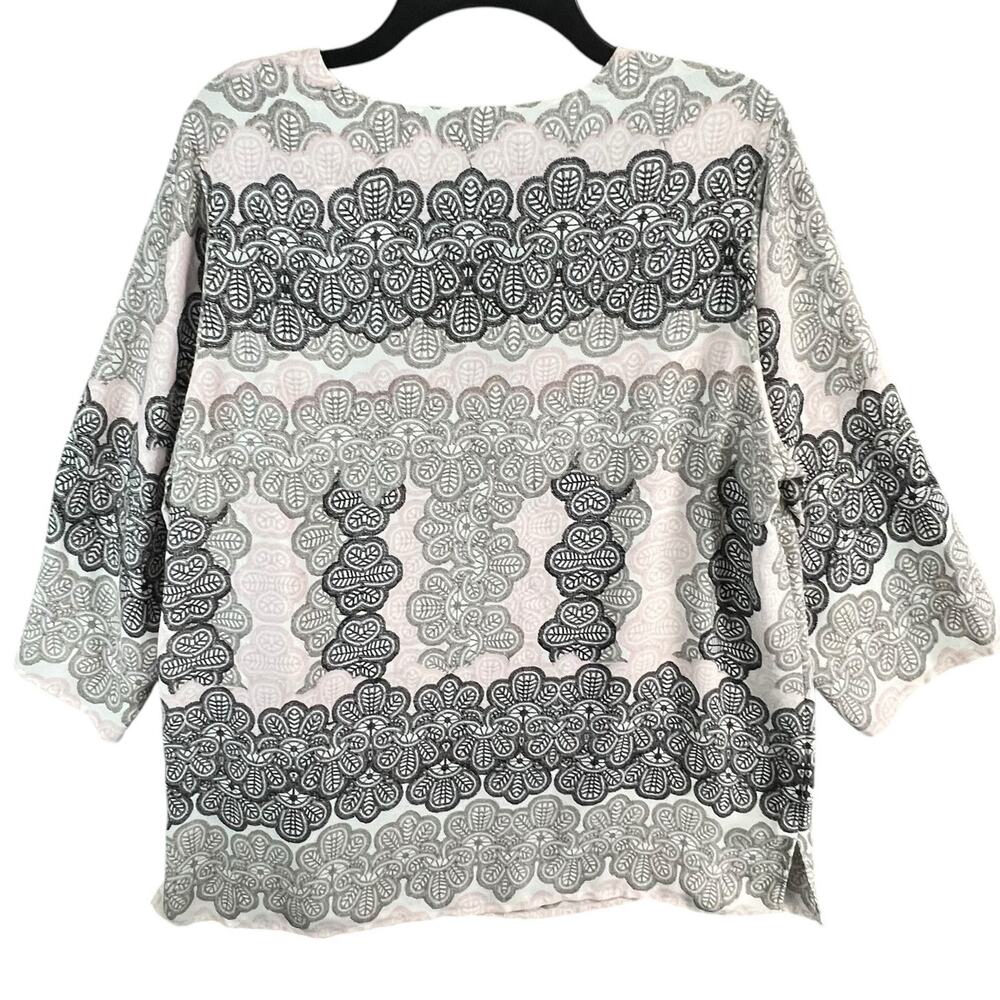 Violet & Claire Blouse Womens 1X Pink Gray Black Floral 3/4 Sleeve Casual Boho - Picture 3 of 13